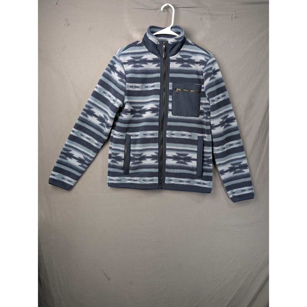 Old Navy Mens FZ Outer Sherpa Jacket In The Navy Aztec Blue 610651-00 Size Small